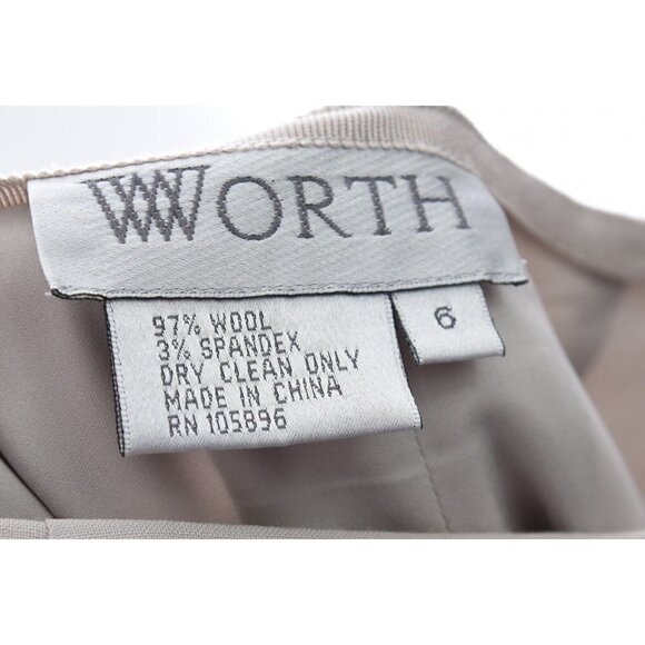 Worth Womens Dress Pants Beaded Embellished Tapered Wool Beige Sz 6 Small - Picture 7 of 8